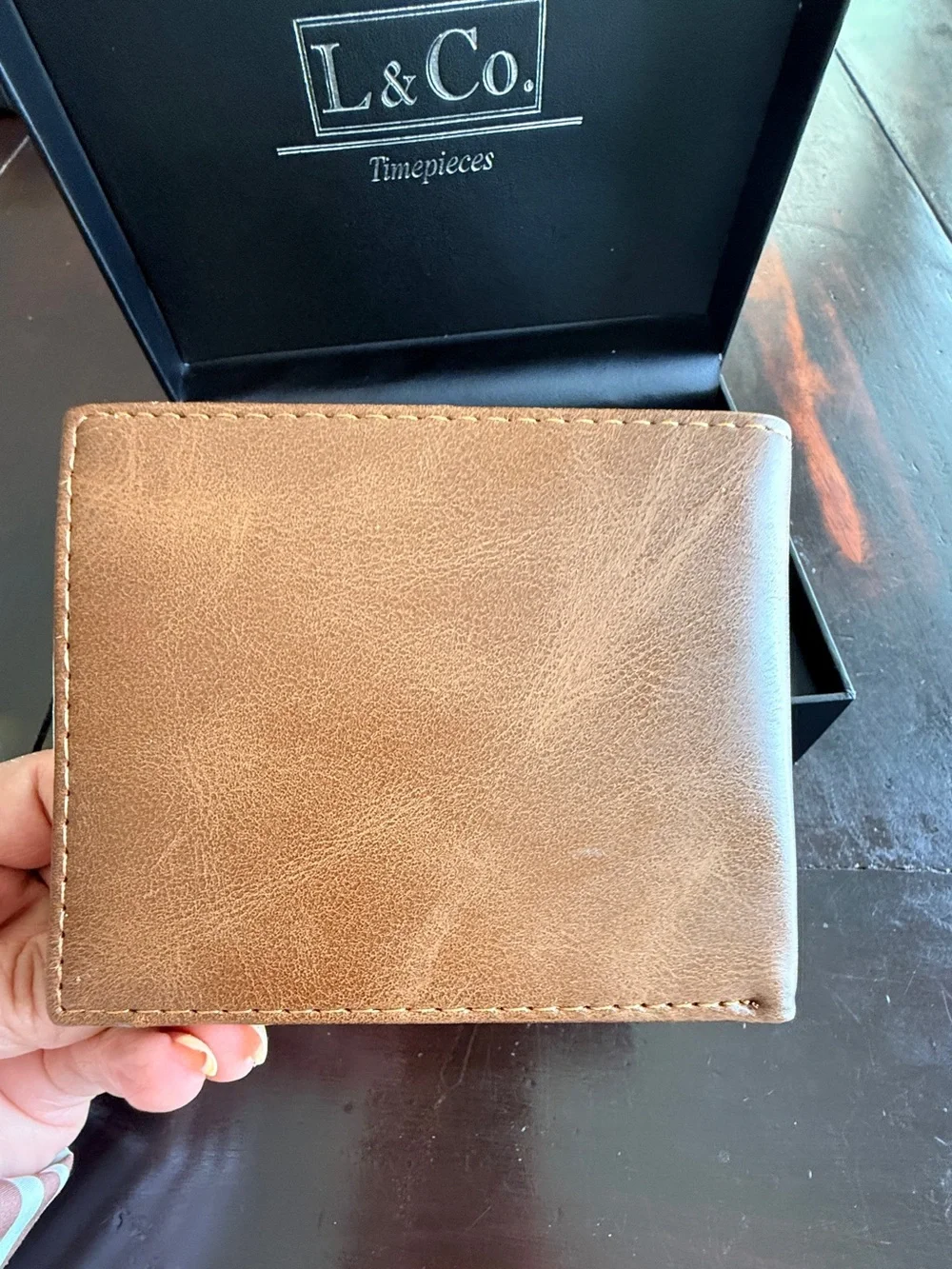 L&Co. Timepieces NIB Gold Watch & Vegan embossed Leather Wallet Gift Set $39